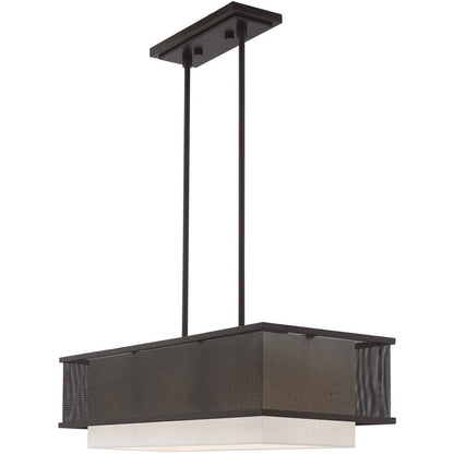 Bronze Three Light Metal Dimmable Chandelier With Shades HomeRoots