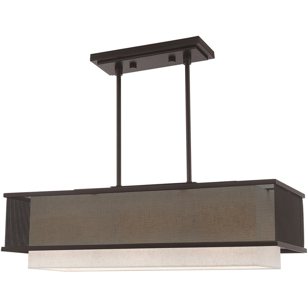 Bronze Three Light Metal Dimmable Chandelier With Shades HomeRoots