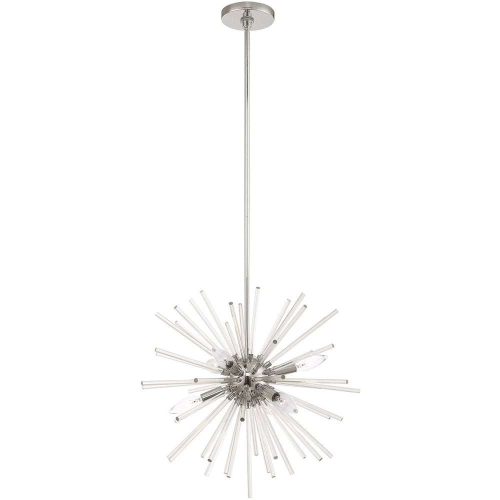 Silver Six Light Metal Dimmable Chandelier With Shades HomeRoots