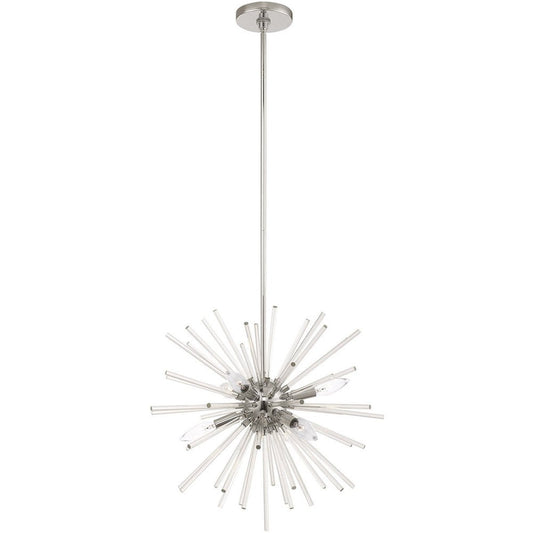 Silver Six Light Metal Dimmable Chandelier With Shades HomeRoots