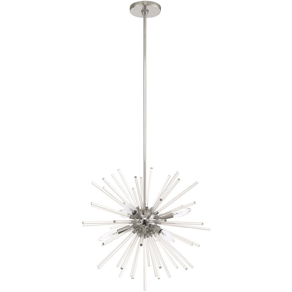 Silver Six Light Metal Dimmable Chandelier With Shades HomeRoots