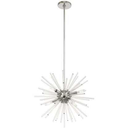 Silver Six Light Metal Dimmable Chandelier With Shades HomeRoots