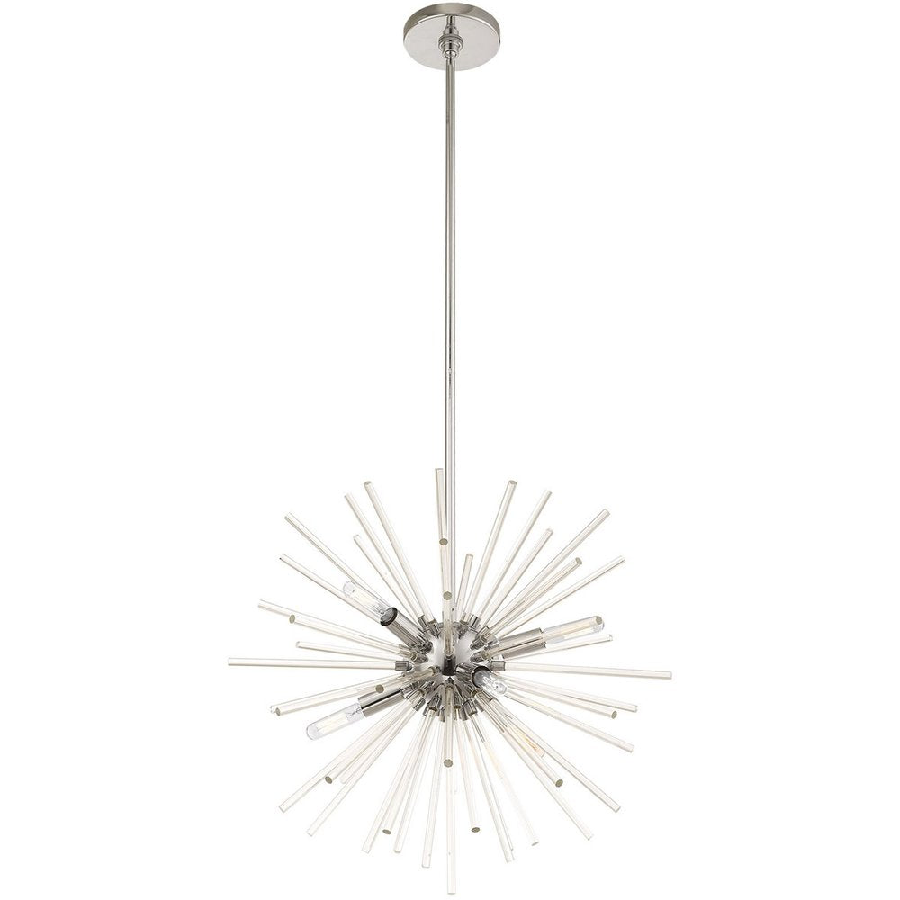 Silver Six Light Metal Dimmable Chandelier With Shades HomeRoots