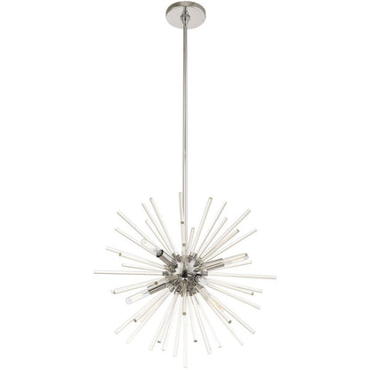 Silver Six Light Metal Dimmable Chandelier With Shades HomeRoots