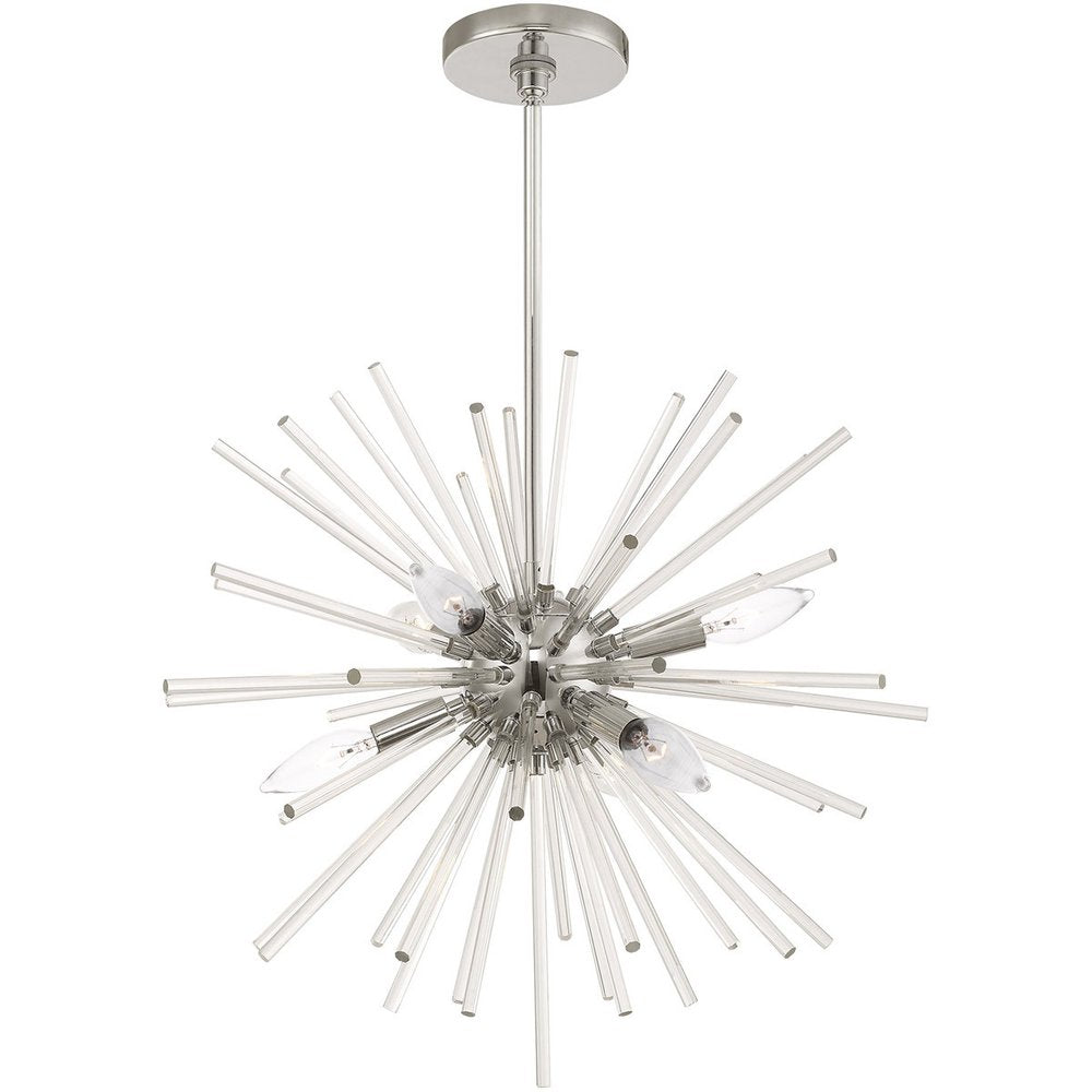 Silver Six Light Metal Dimmable Chandelier With Shades HomeRoots