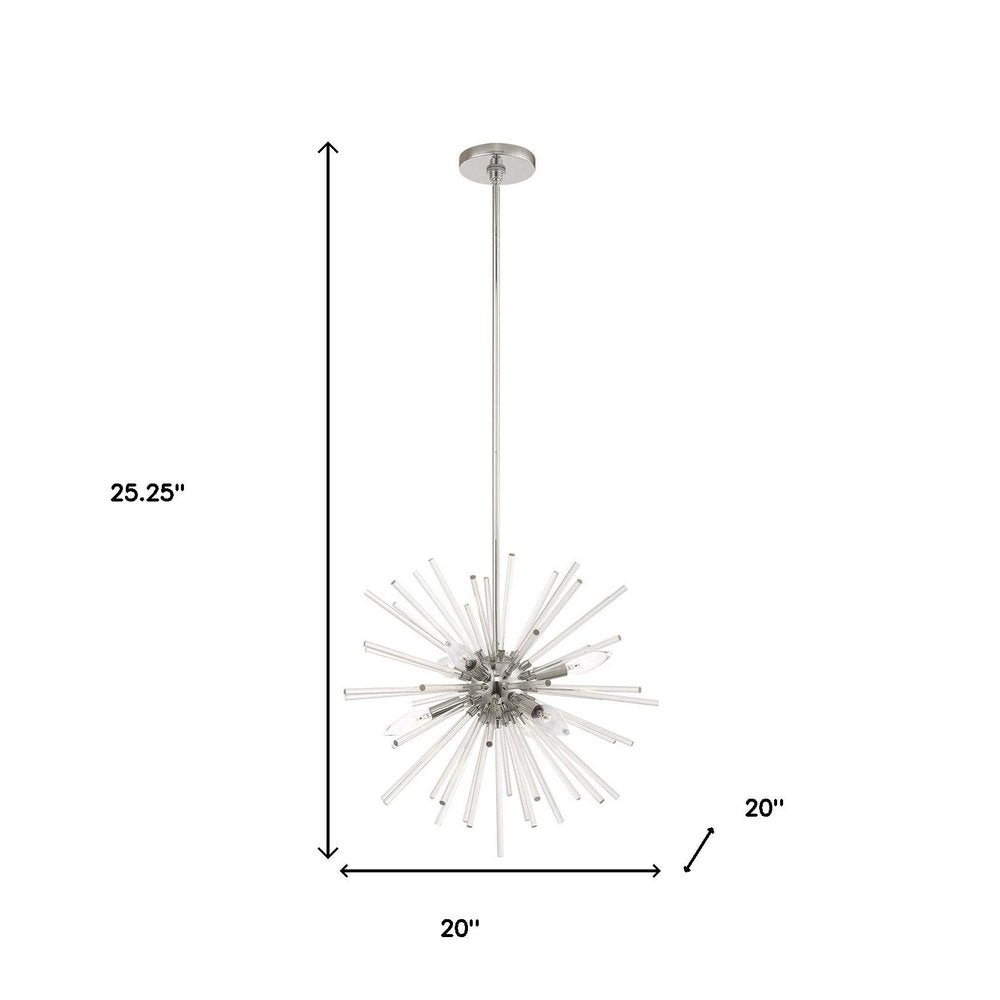 Silver Six Light Metal Dimmable Chandelier With Shades HomeRoots