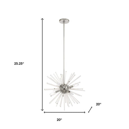 Silver Six Light Metal Dimmable Chandelier With Shades HomeRoots