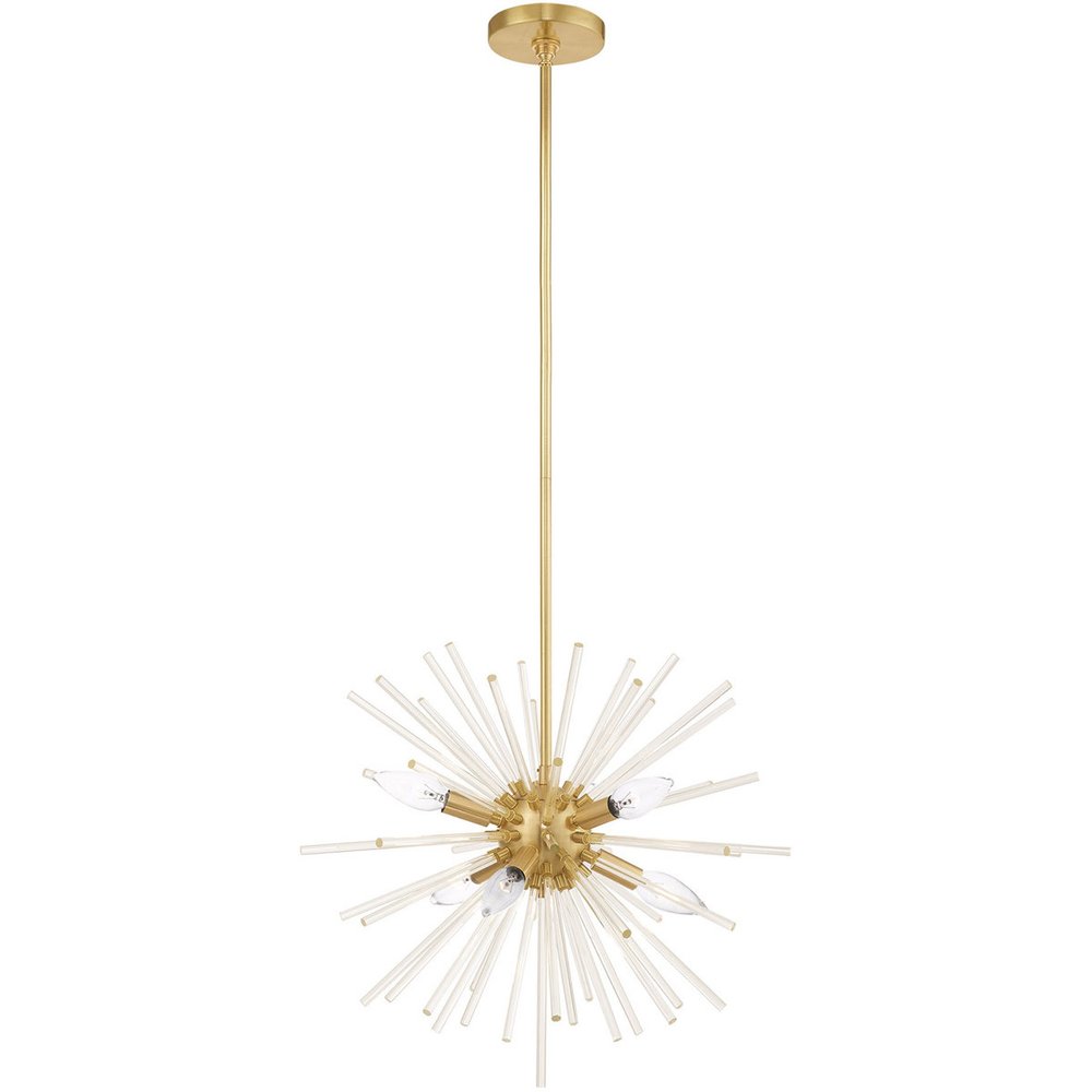 Brass Six Light Metal Dimmable Chandelier With Shades HomeRoots