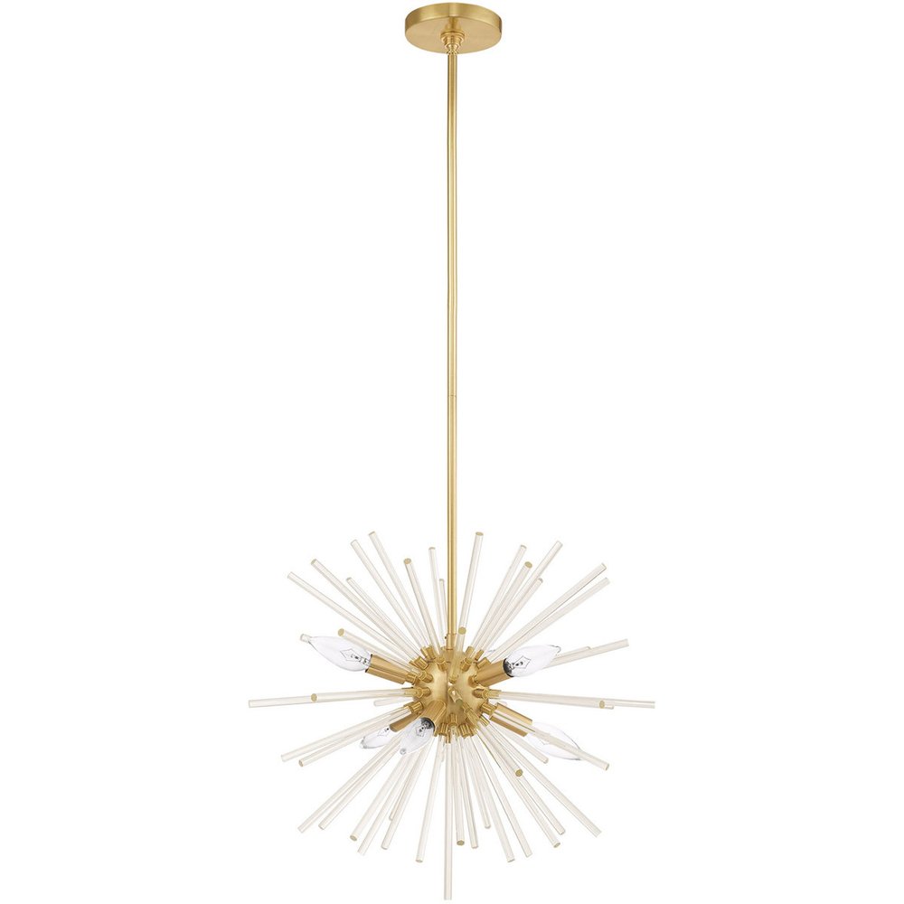 Brass Six Light Metal Dimmable Chandelier With Shades HomeRoots