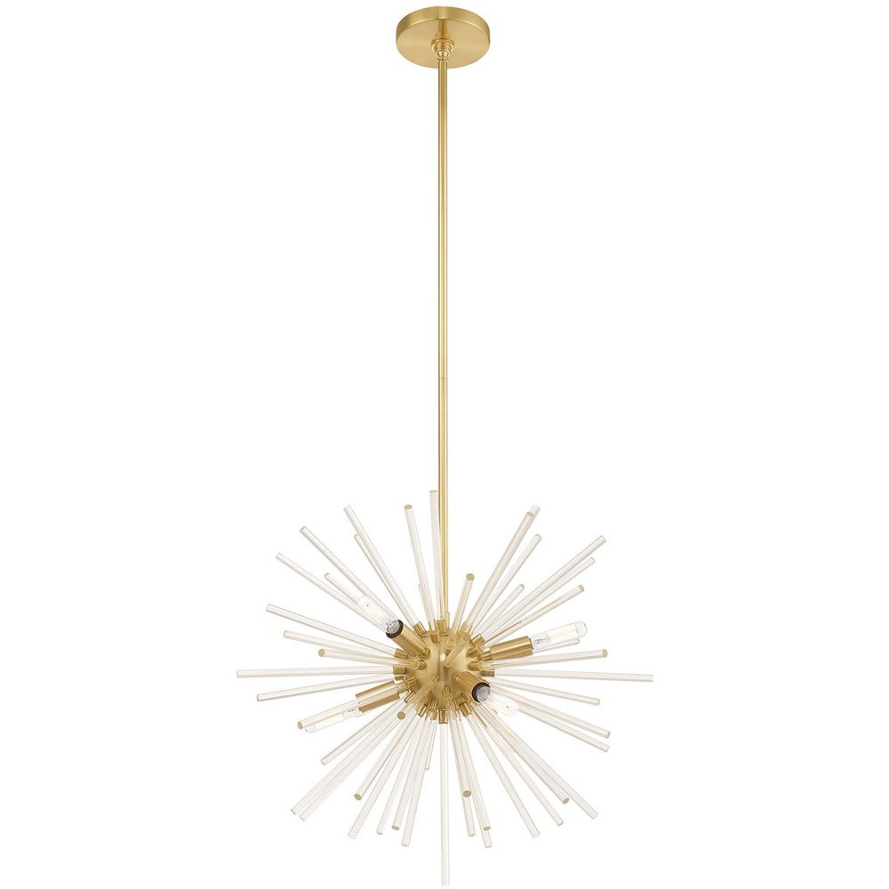 Brass Six Light Metal Dimmable Chandelier With Shades HomeRoots