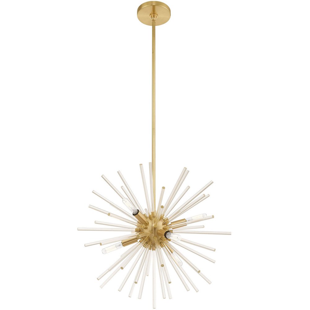 Brass Six Light Metal Dimmable Chandelier With Shades HomeRoots
