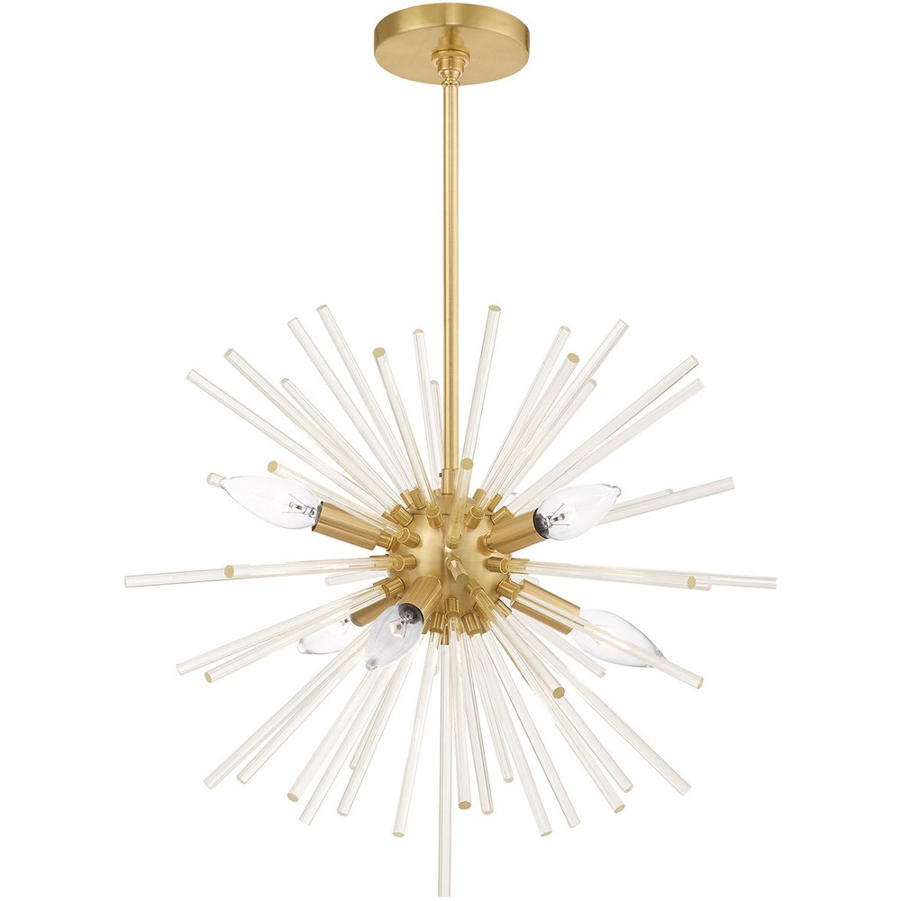 Brass Six Light Metal Dimmable Chandelier With Shades HomeRoots