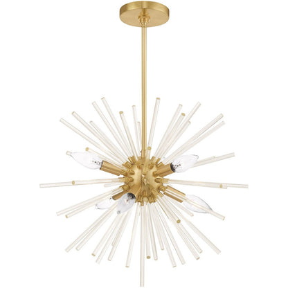 Brass Six Light Metal Dimmable Chandelier With Shades HomeRoots