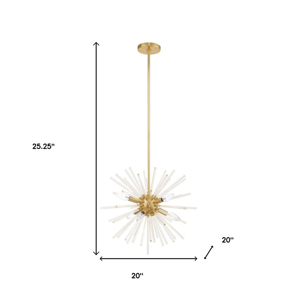 Brass Six Light Metal Dimmable Chandelier With Shades HomeRoots