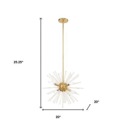Brass Six Light Metal Dimmable Chandelier With Shades HomeRoots