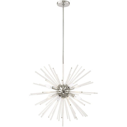 Silver Eight Light Metal Dimmable Chandelier With Shades HomeRoots