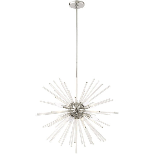 Silver Eight Light Metal Dimmable Chandelier With Shades HomeRoots