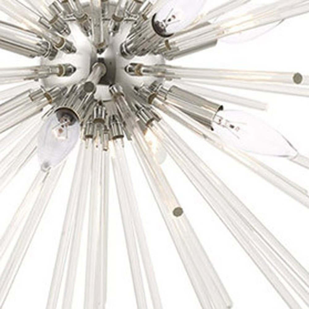 Silver Eight Light Metal Dimmable Chandelier With Shades HomeRoots