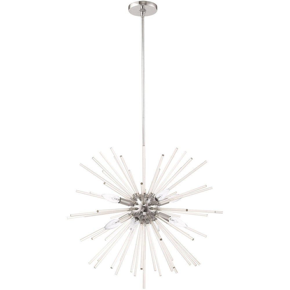 Silver Eight Light Metal Dimmable Chandelier With Shades HomeRoots