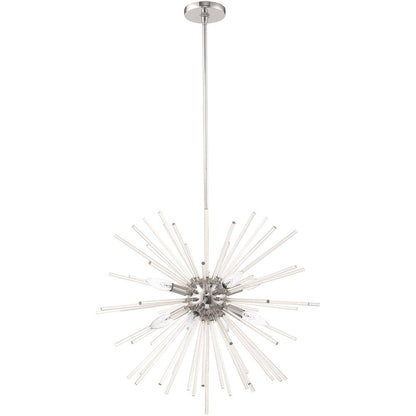 Silver Eight Light Metal Dimmable Chandelier With Shades HomeRoots