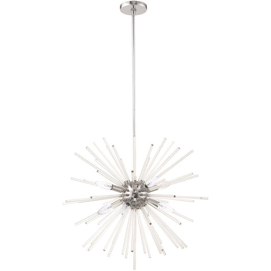 Silver Eight Light Metal Dimmable Chandelier With Shades HomeRoots