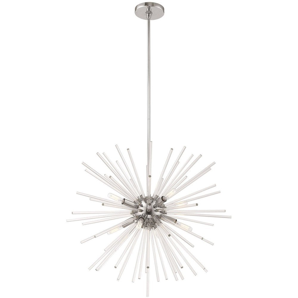 Silver Eight Light Metal Dimmable Chandelier With Shades HomeRoots