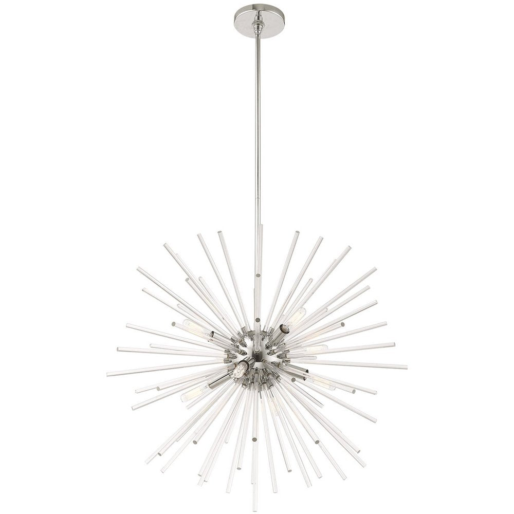 Silver Eight Light Metal Dimmable Chandelier With Shades HomeRoots