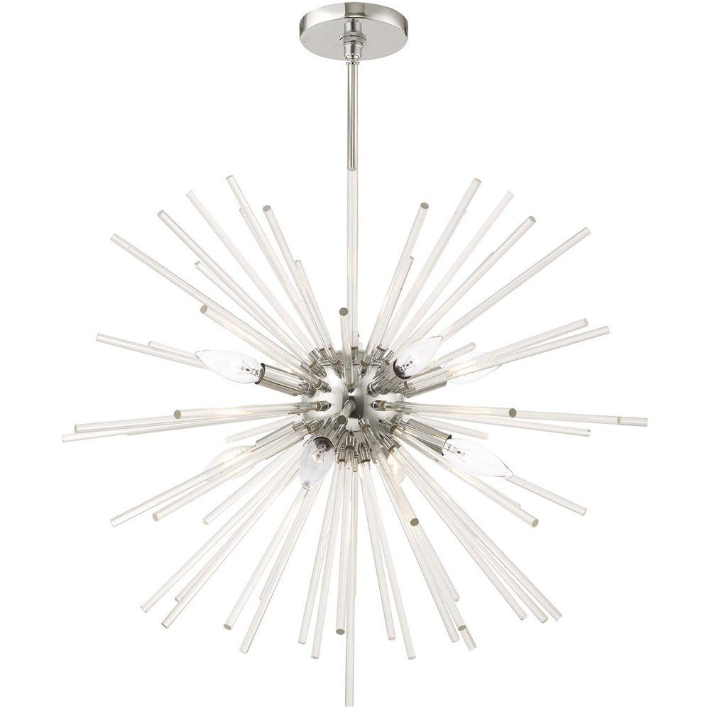 Silver Eight Light Metal Dimmable Chandelier With Shades HomeRoots