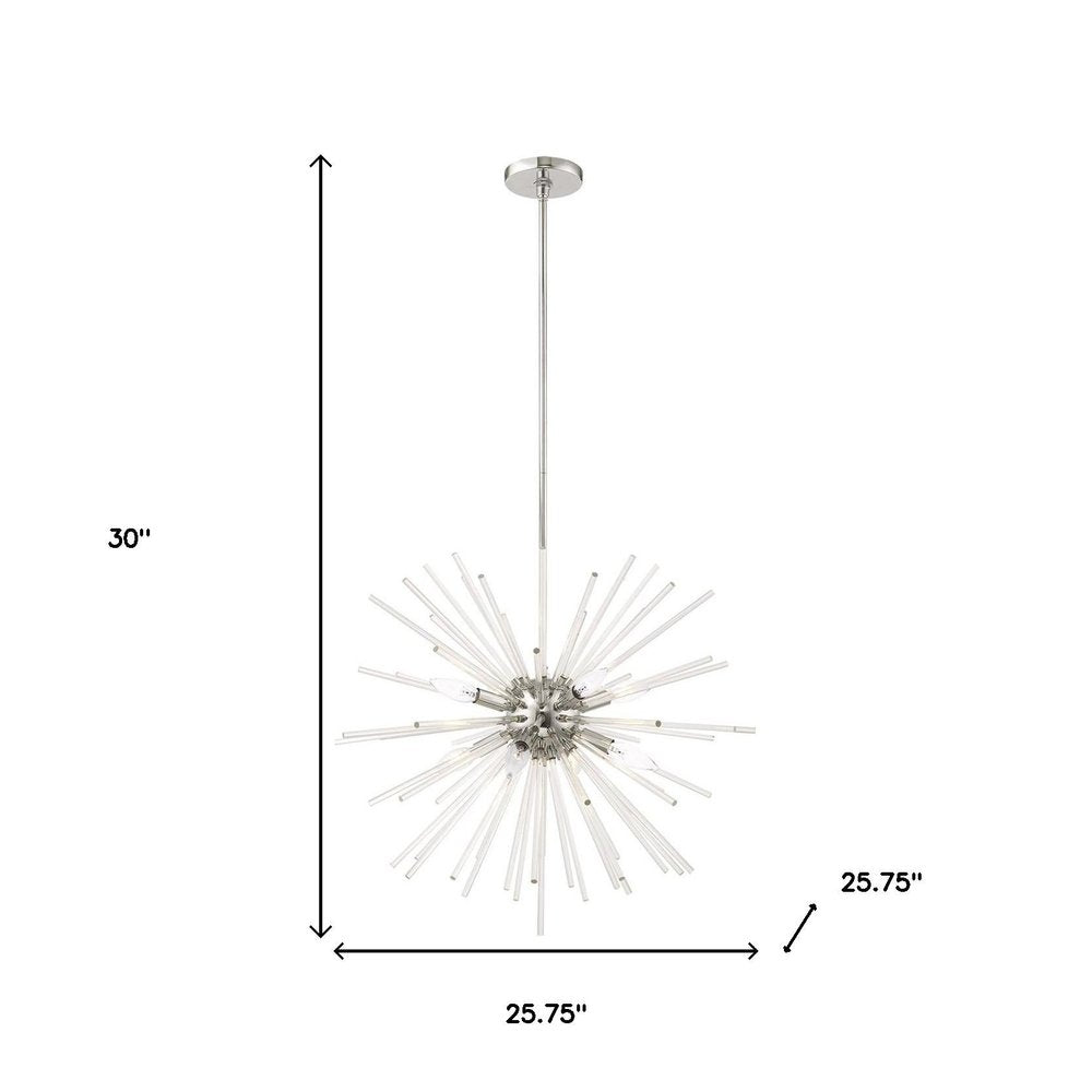 Silver Eight Light Metal Dimmable Chandelier With Shades HomeRoots