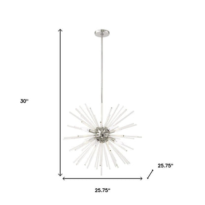 Silver Eight Light Metal Dimmable Chandelier With Shades HomeRoots