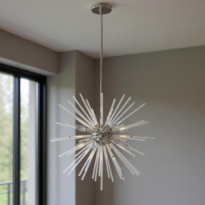 Silver Eight Light Metal Dimmable Chandelier With Shades HomeRoots