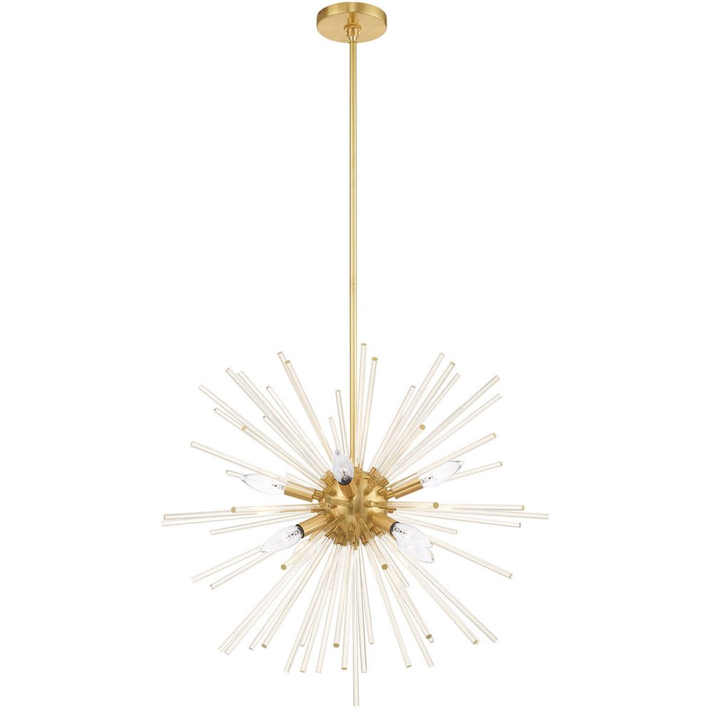 Brass Eight Light Metal Dimmable Chandelier With Shades HomeRoots