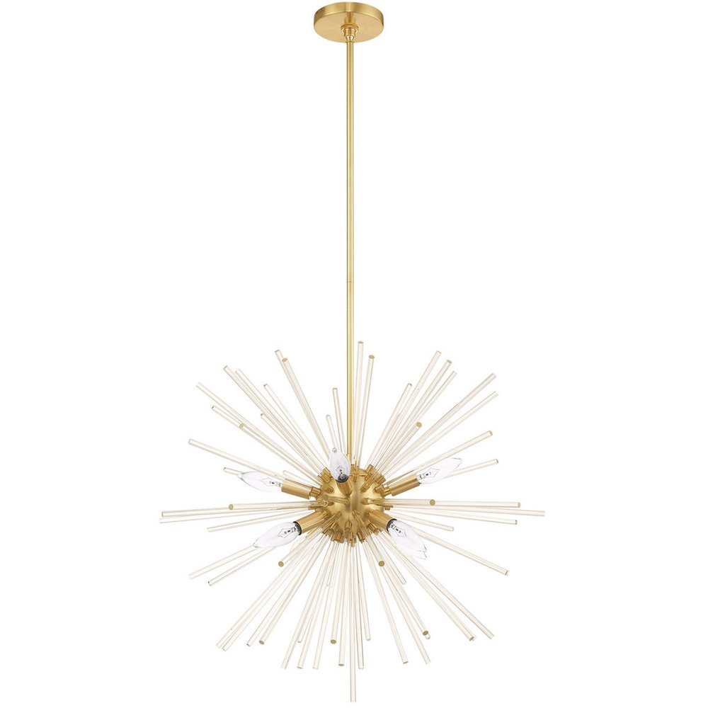Brass Eight Light Metal Dimmable Chandelier With Shades HomeRoots