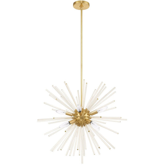 Brass Eight Light Metal Dimmable Chandelier With Shades HomeRoots