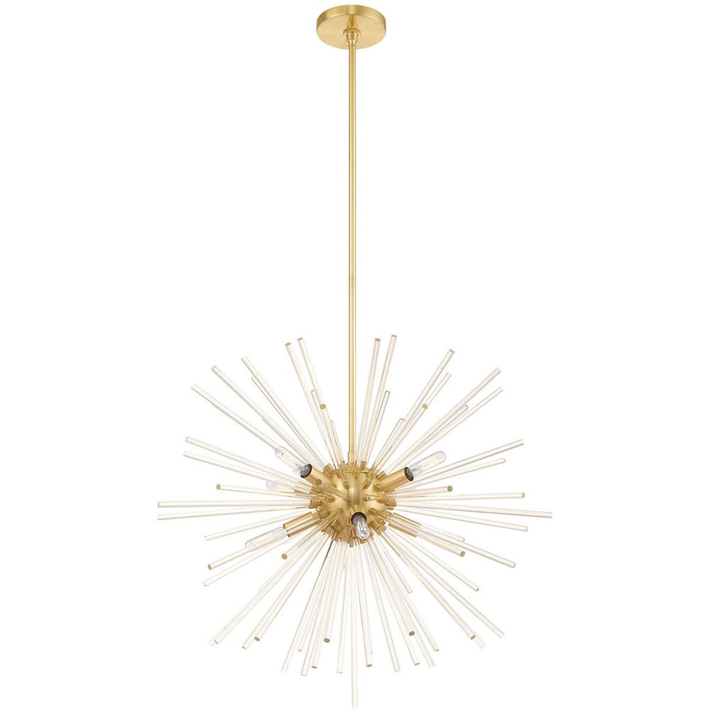 Brass Eight Light Metal Dimmable Chandelier With Shades HomeRoots