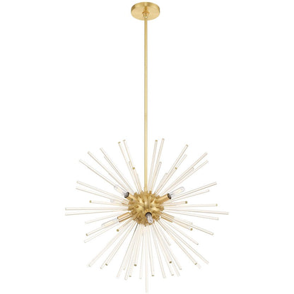 Brass Eight Light Metal Dimmable Chandelier With Shades HomeRoots
