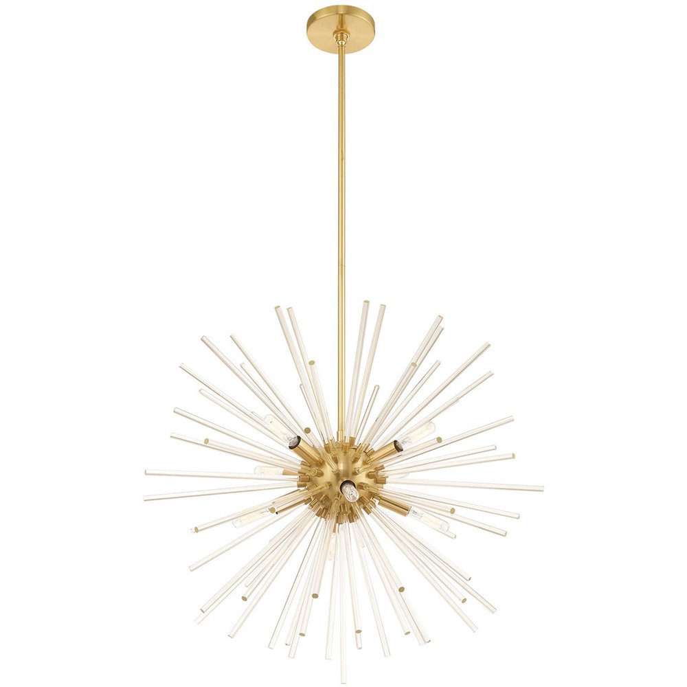 Brass Eight Light Metal Dimmable Chandelier With Shades HomeRoots
