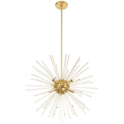 Brass Eight Light Metal Dimmable Chandelier With Shades HomeRoots