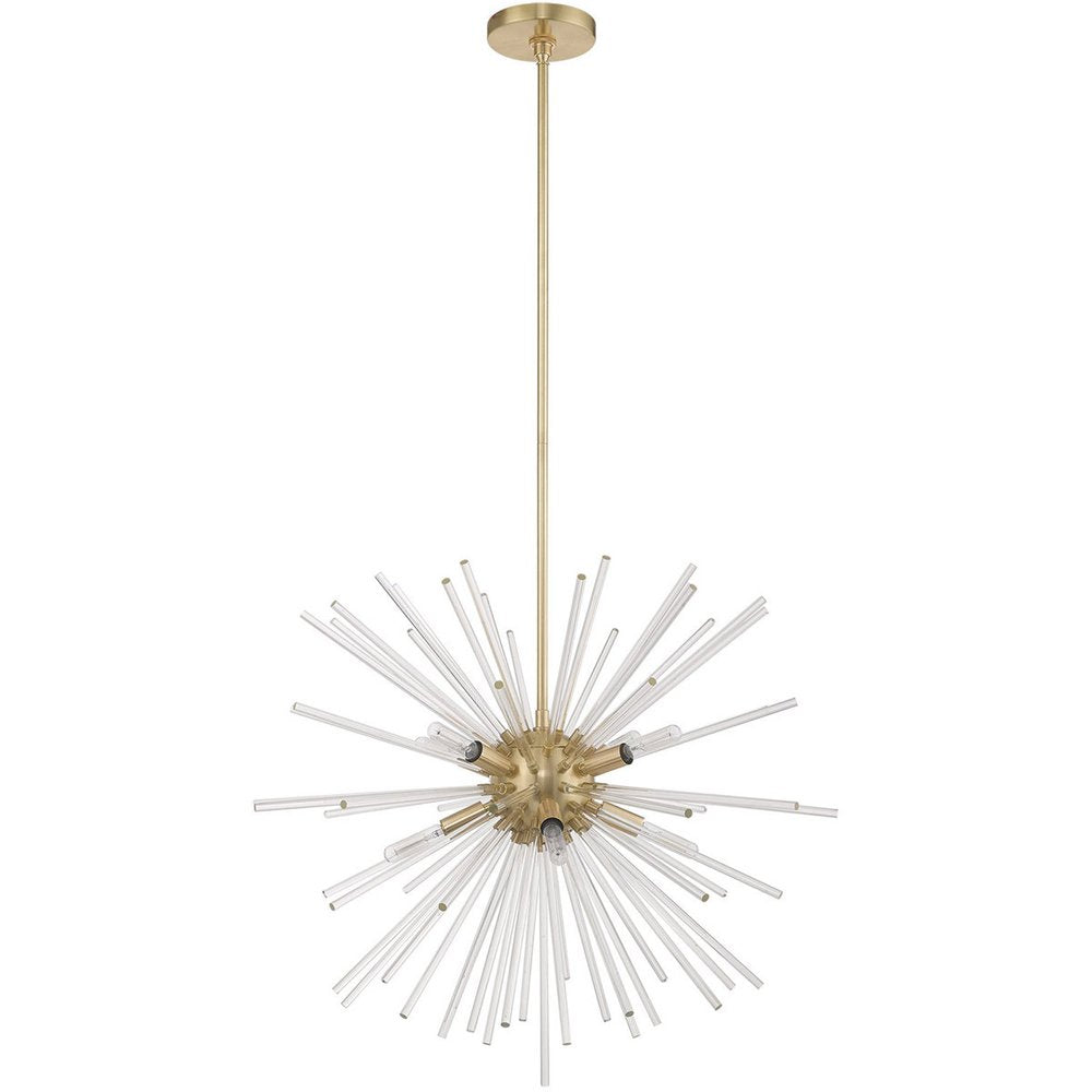 Brass Eight Light Metal Dimmable Chandelier With Shades HomeRoots