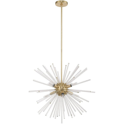 Brass Eight Light Metal Dimmable Chandelier With Shades HomeRoots