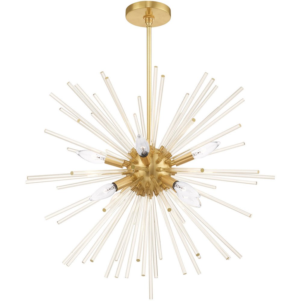 Brass Eight Light Metal Dimmable Chandelier With Shades HomeRoots