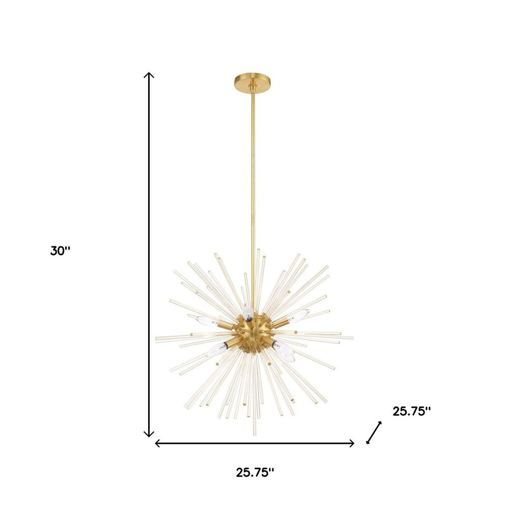Brass Eight Light Metal Dimmable Chandelier With Shades HomeRoots