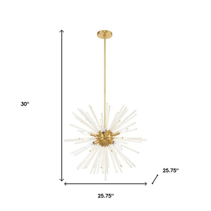Brass Eight Light Metal Dimmable Chandelier With Shades HomeRoots