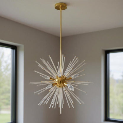 Brass Eight Light Metal Dimmable Chandelier With Shades HomeRoots