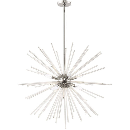 Silver Eight Light Metal Dimmable Chandelier With Shades HomeRoots