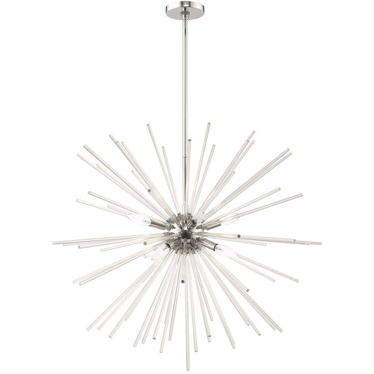 Silver Eight Light Metal Dimmable Chandelier With Shades HomeRoots