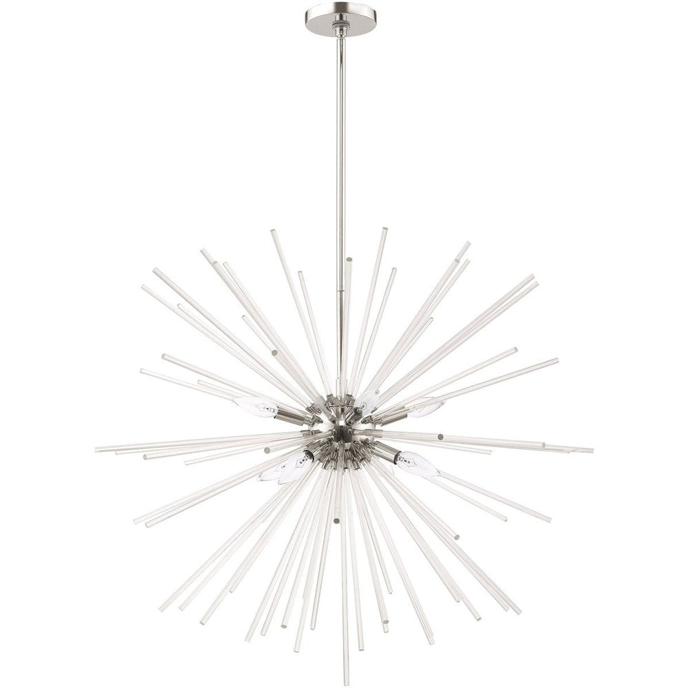 Silver Eight Light Metal Dimmable Chandelier With Shades HomeRoots