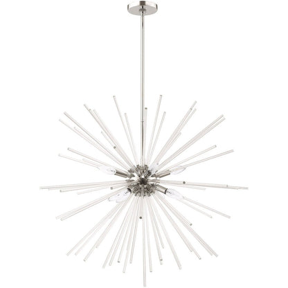 Silver Eight Light Metal Dimmable Chandelier With Shades HomeRoots