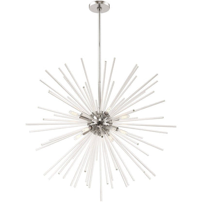 Silver Eight Light Metal Dimmable Chandelier With Shades HomeRoots