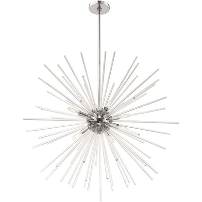 Silver Eight Light Metal Dimmable Chandelier With Shades HomeRoots